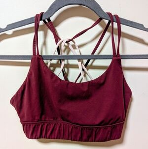 Vie Active Women's Burgundy Strappy Sports Bra Size Small